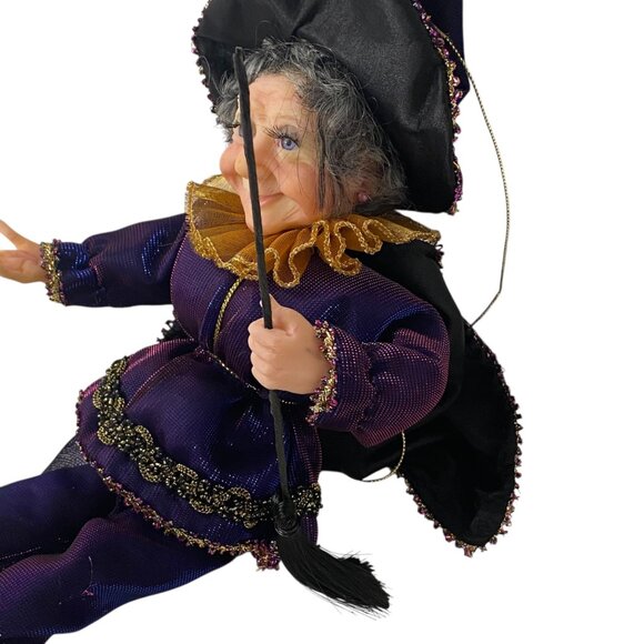 Vtg Kurt Adler Jacqueline Kent Purple Passion Witch Hanging Decor Halloween - Picture 5 of 11